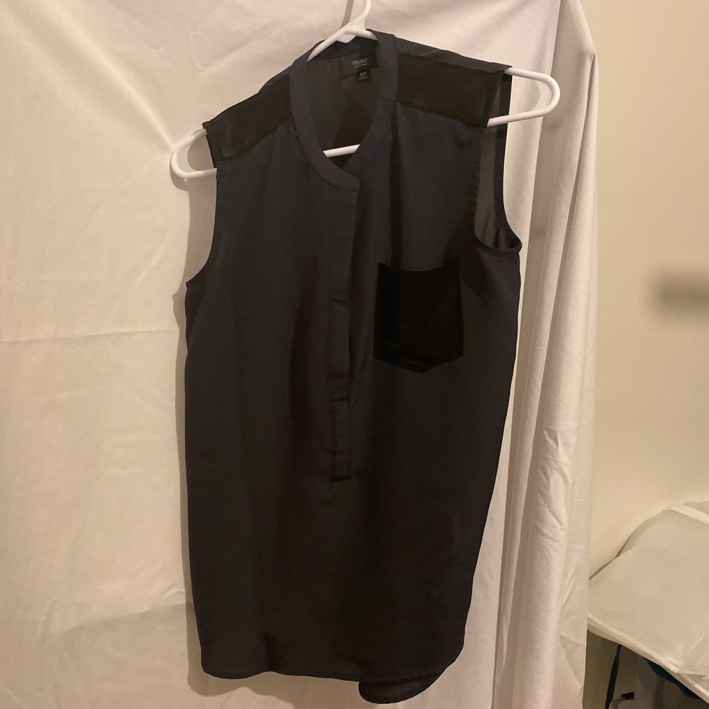 black sleeveless top